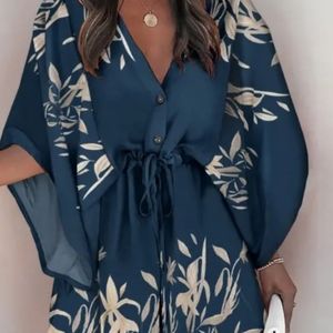 Plants print short dress